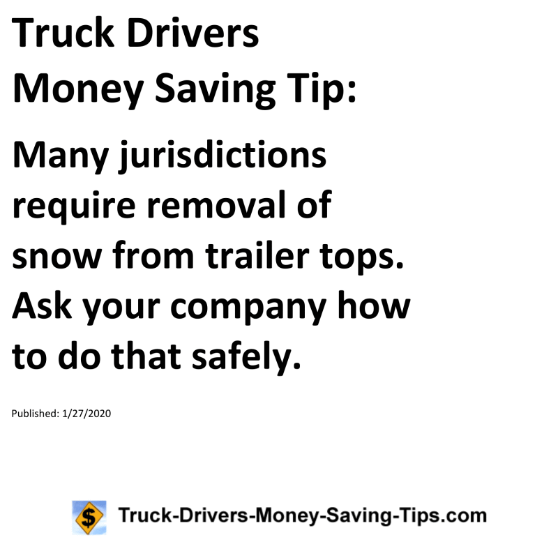 Truck Drivers Money Saving Tip for 01-27-2020