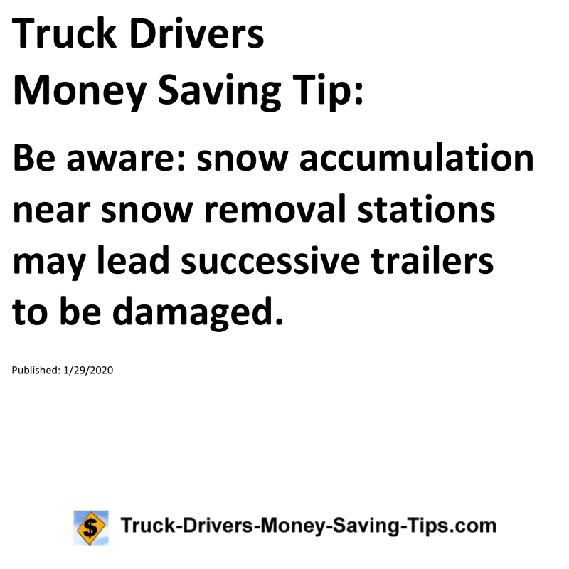 Truck Drivers Money Saving Tip for 01-29-2020