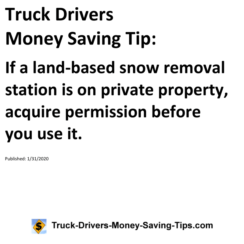 Truck Drivers Money Saving Tip for 01-31-2020