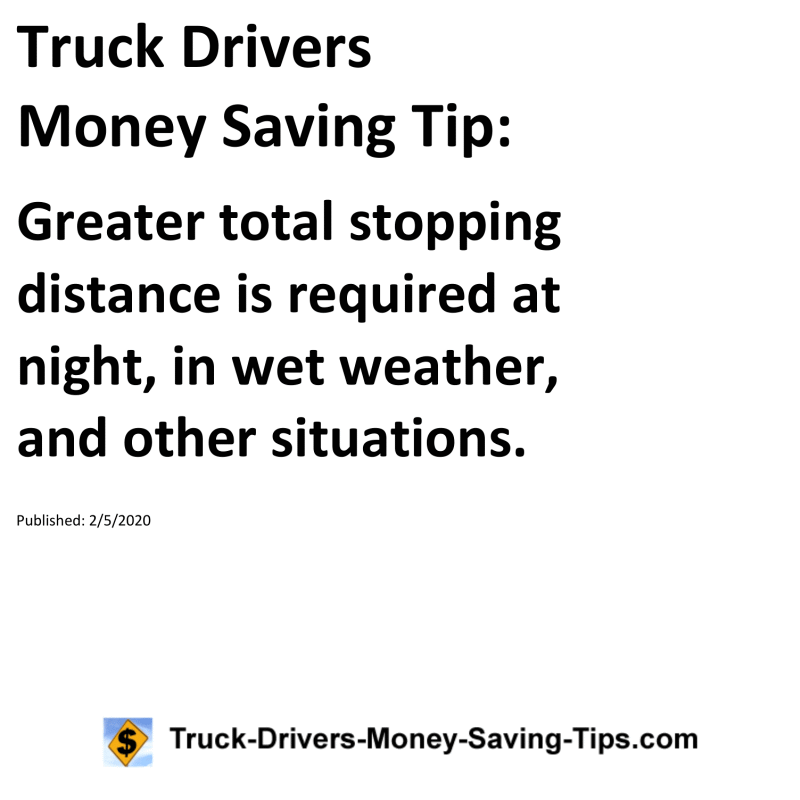 Truck Drivers Money Saving Tip for 02-05-2020