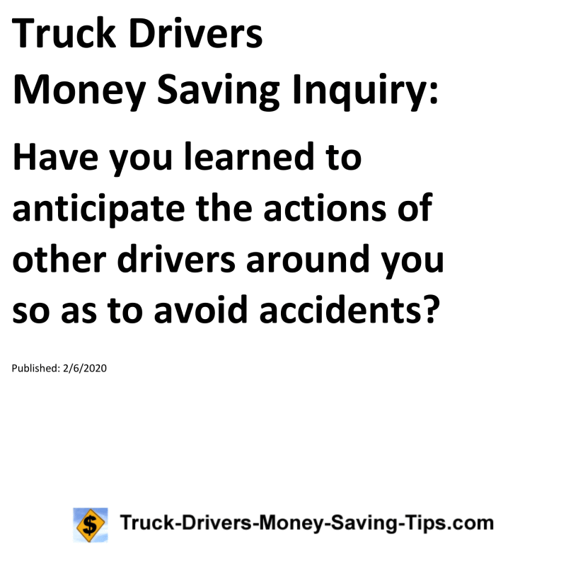 Truck Drivers Money Saving Inquiry for 02-06-2020