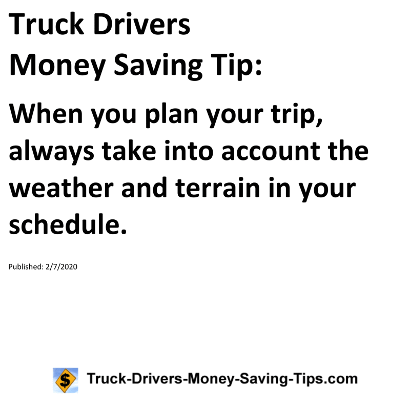 Truck Drivers Money Saving Tip for 02-07-2020