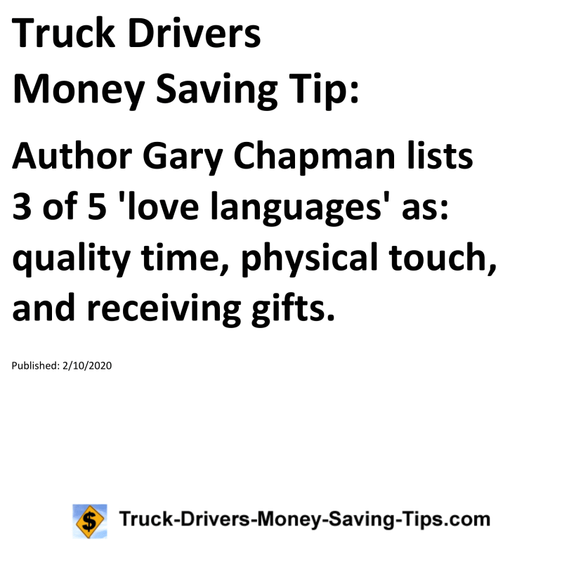 Truck Drivers Money Saving Tip for 02-10-2020