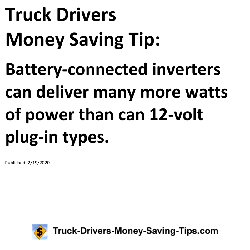 Truck Drivers Money Saving Tip for 02-19-2020