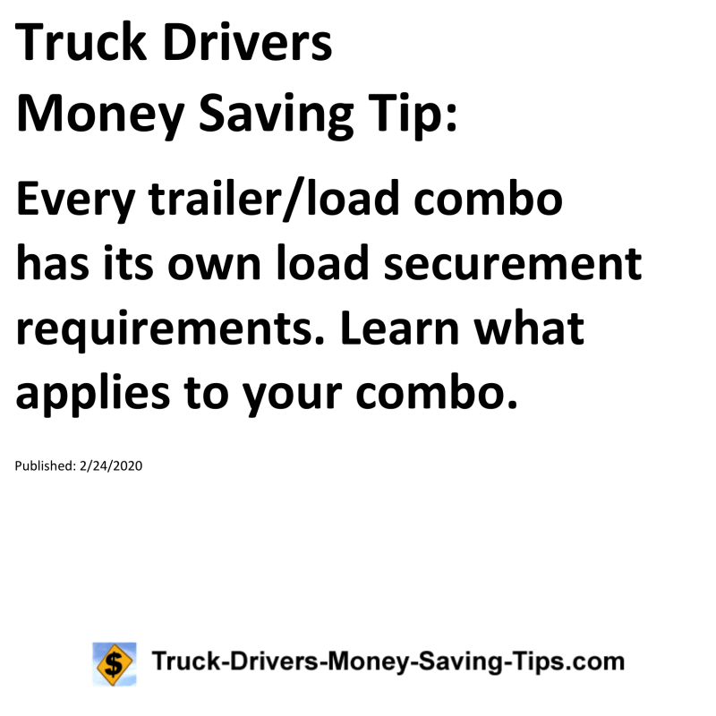 Truck Drivers Money Saving Tip for 02-24-2020