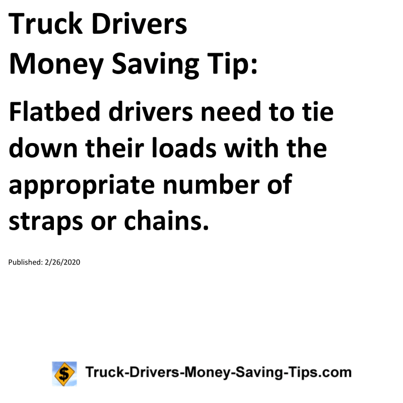 Truck Drivers Money Saving Tip for 02-26-2020