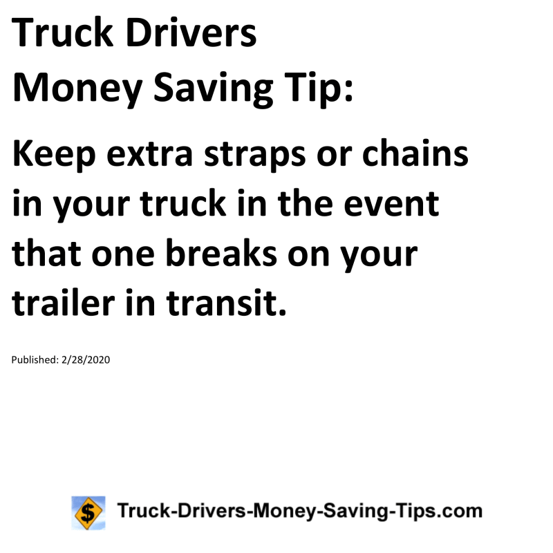 Truck Drivers Money Saving Tip for 02-28-2020