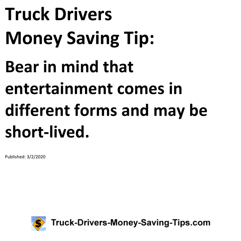 Truck Drivers Money Saving Tip for 03-02-2020