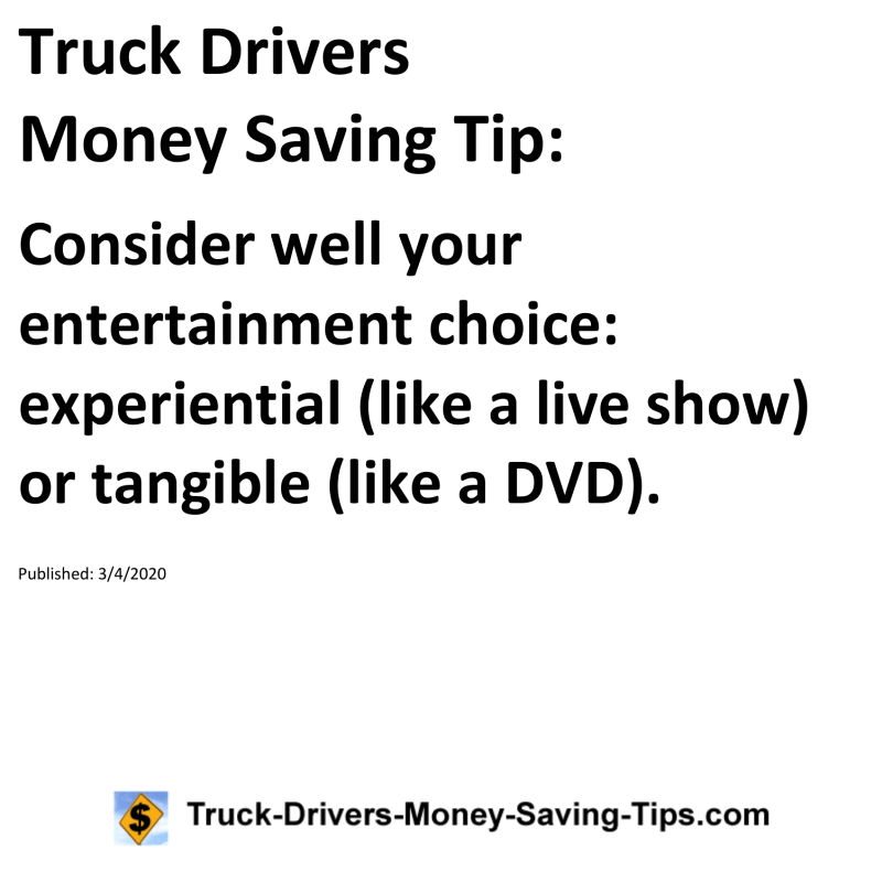 Truck Drivers Money Saving Tip for 03-04-2020