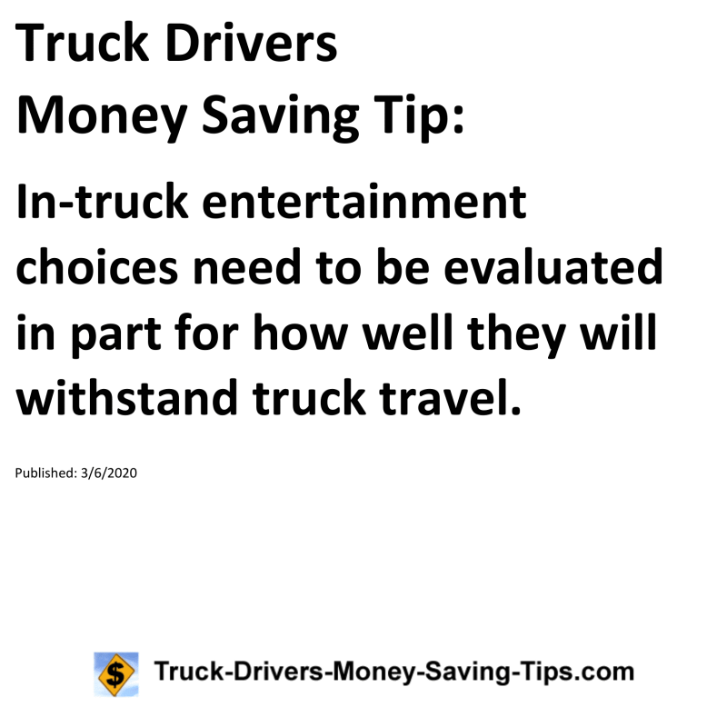 Truck Drivers Money Saving Tip for 03-06-2020