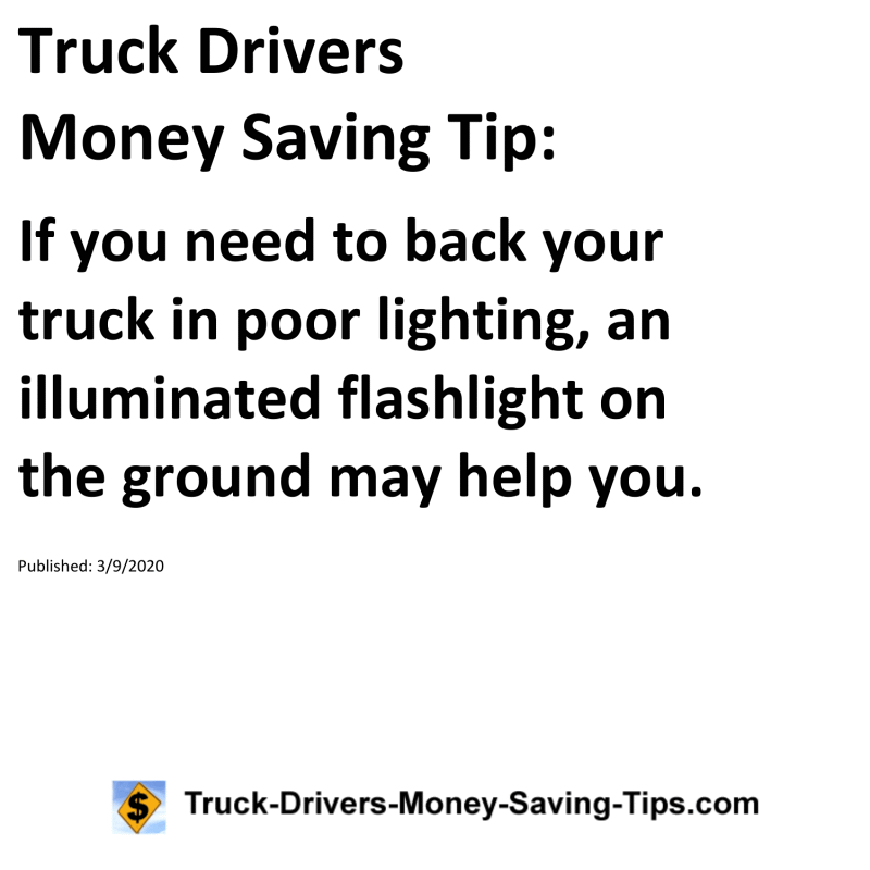 Truck Drivers Money Saving Tip for 03-09-2020