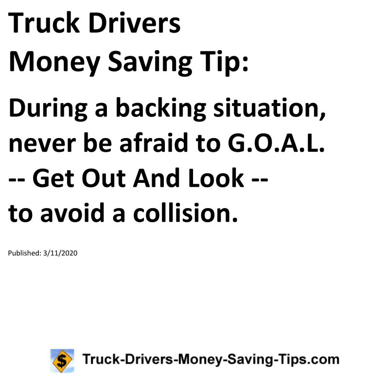 Truck Drivers Money Saving Tip for 03-11-2020