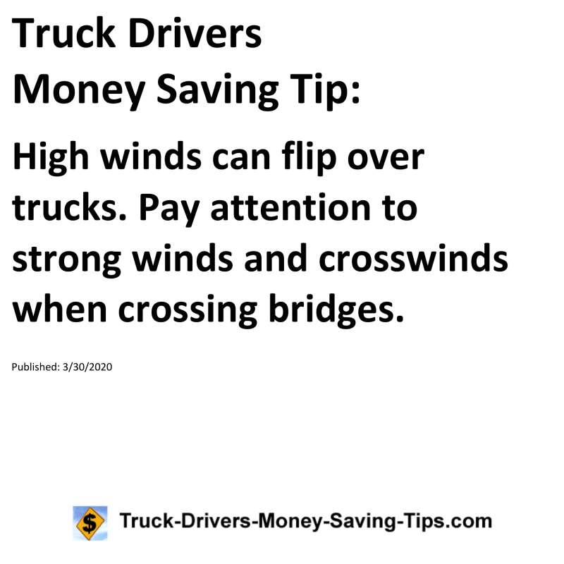 Truck Drivers Money Saving Tip for 03-30-2020