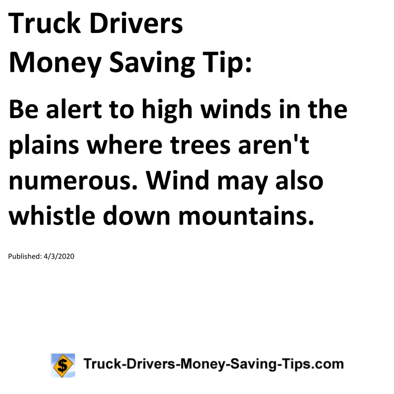 Truck Drivers Money Saving Tip for 04-03-2020