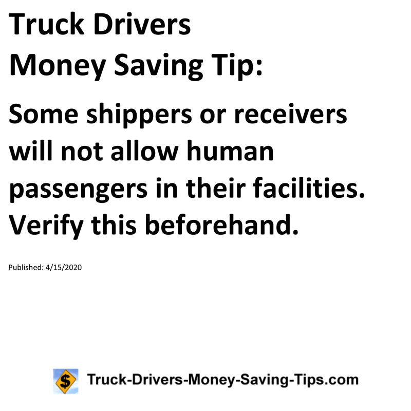 Truck Drivers Money Saving Tip for 04-15-2020