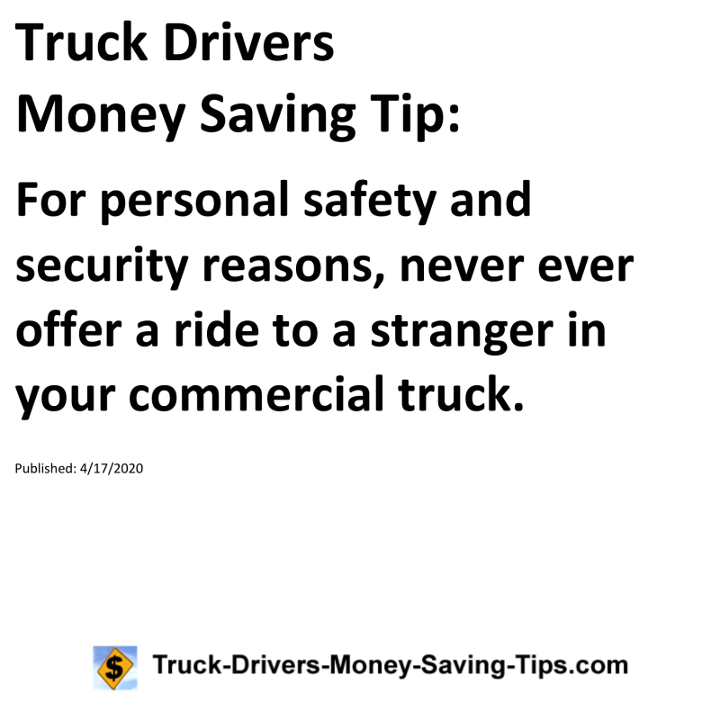 Truck Drivers Money Saving Tip for 04-17-2020