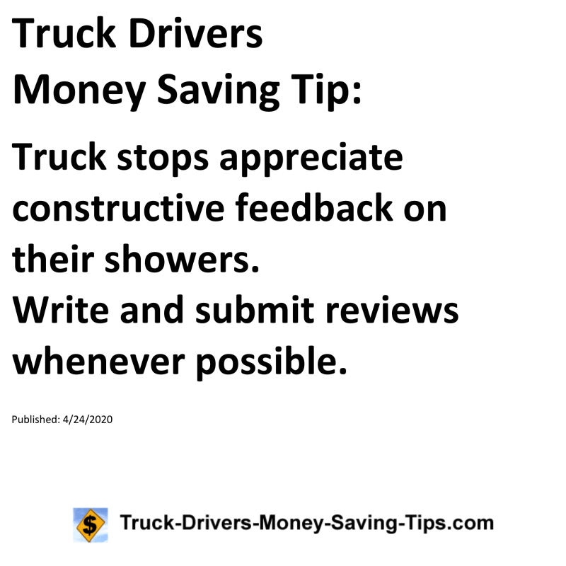 Truck Drivers Money Saving Tip for 04-24-2020