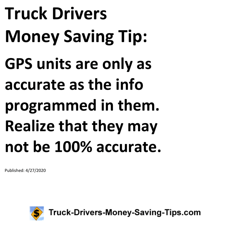 Truck Drivers Money Saving Tip for 04-27-2020