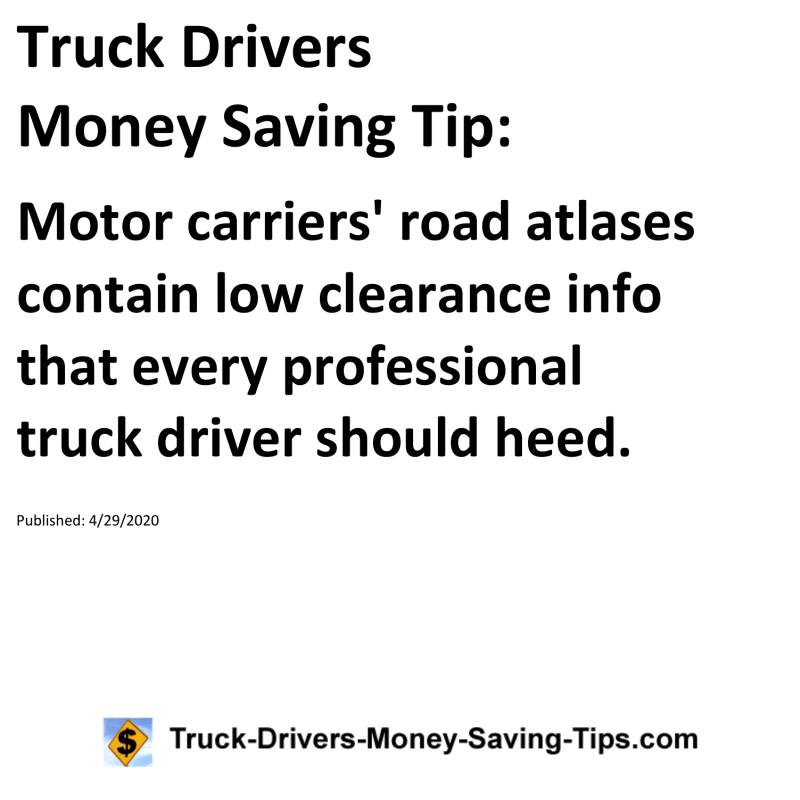 Truck Drivers Money Saving Tip for 04-29-2020