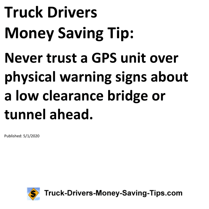 Truck Drivers Money Saving Tip for 05-01-2020