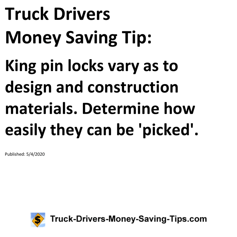 Truck Drivers Money Saving Tip for 05-04-2020