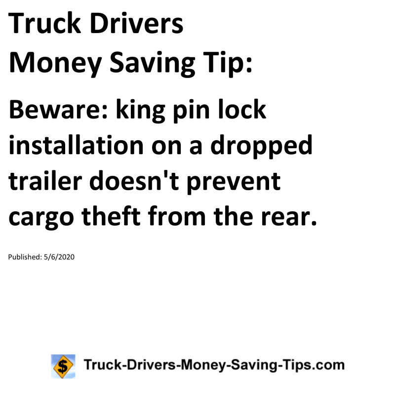 Truck Drivers Money Saving Tip for 05-06-2020