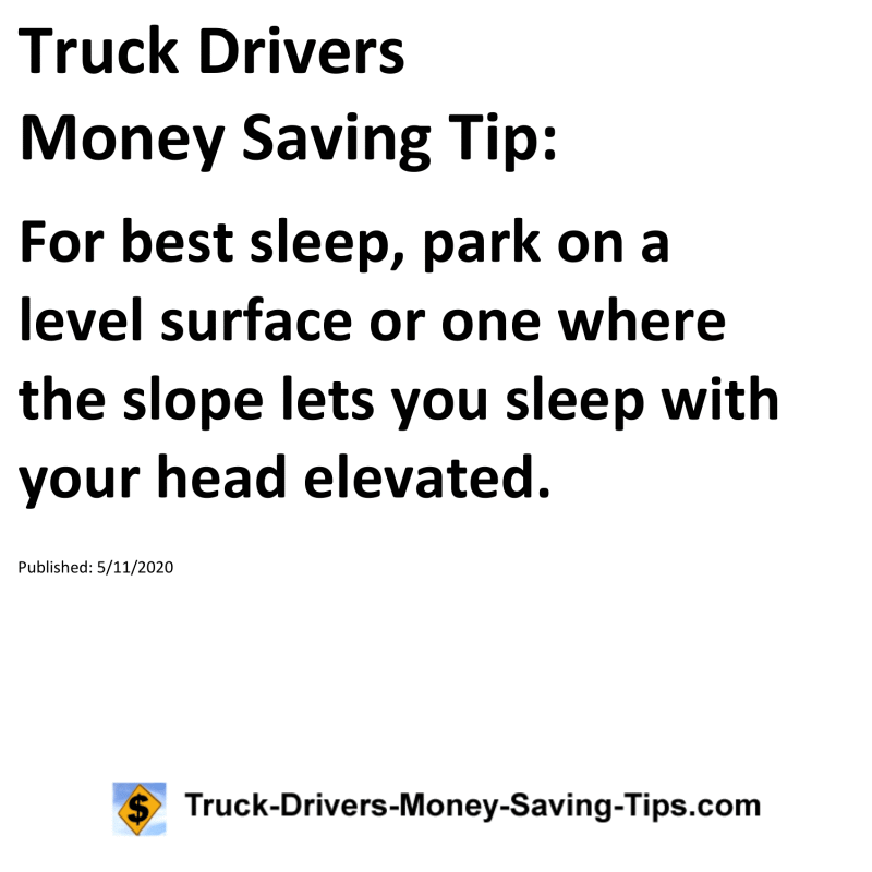 Truck Drivers Money Saving Tip for 05-11-2020