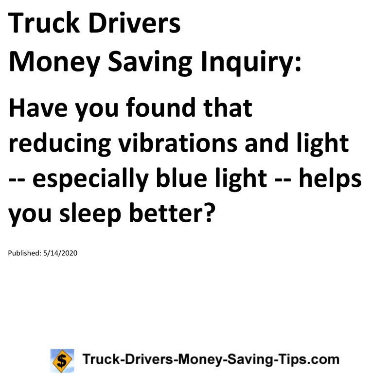 Truck Drivers Money Saving Inquiry for 05-14-2020