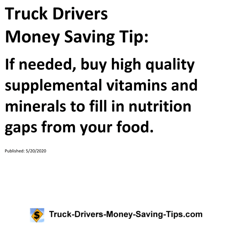 Truck Drivers Money Saving Tip for 05-20-2020