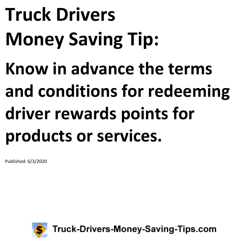 Truck Drivers Money Saving Tip for 06-03-2020