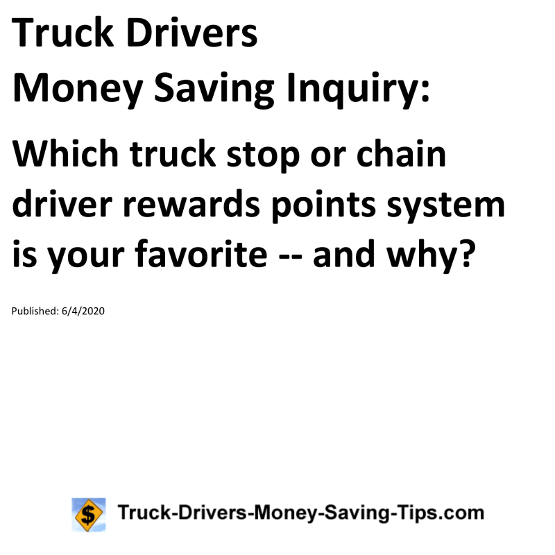 Truck Drivers Money Saving Inquiry for 06-04-2020