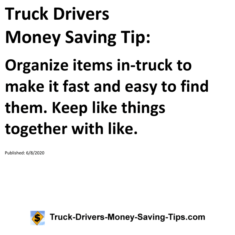 Truck Drivers Money Saving Tip for 06-08-2020