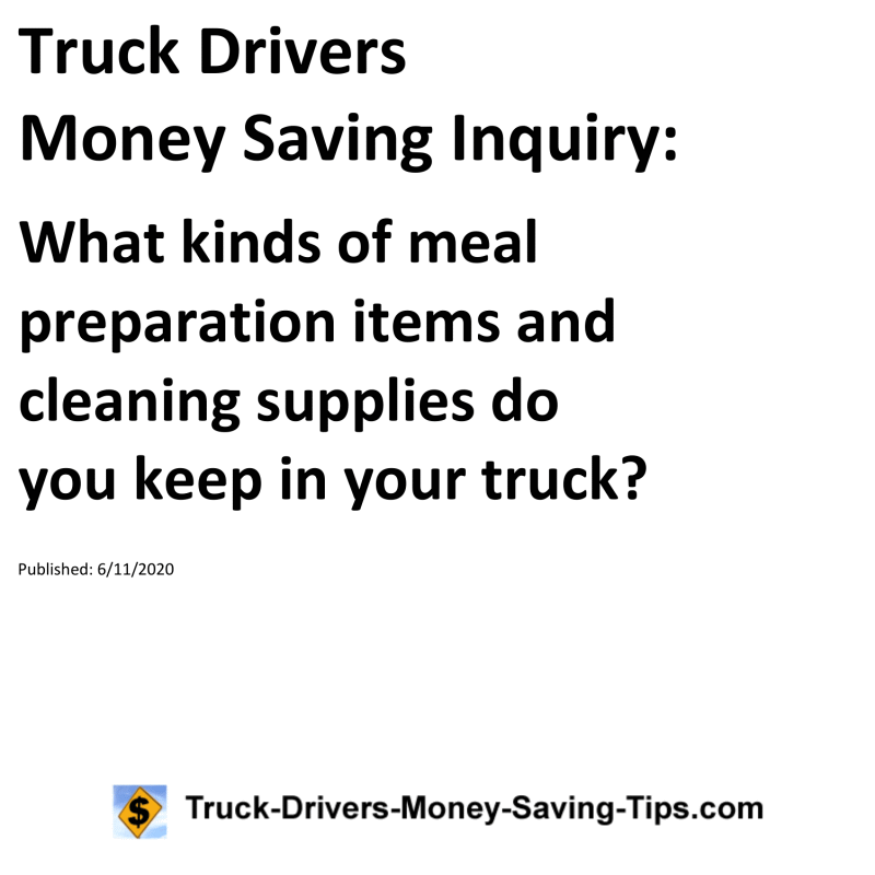 Truck Drivers Money Saving Inquiry for 06-11-2020