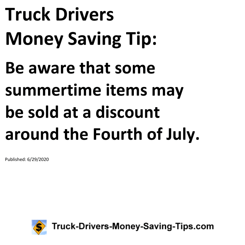 Truck Drivers Money Saving Tip for 06-29-2020