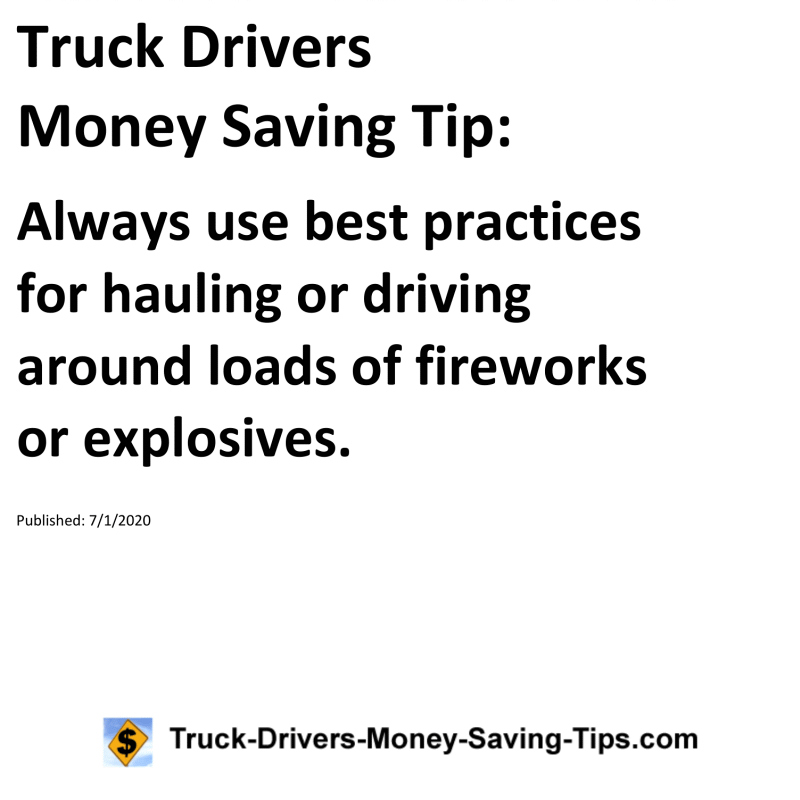 Truck Drivers Money Saving Tip for 07-01-2020