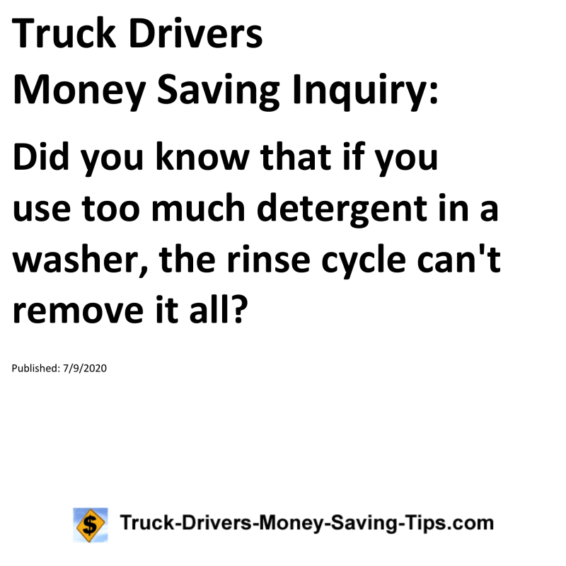 Truck Drivers Money Saving Inquiry for 07-09-2020