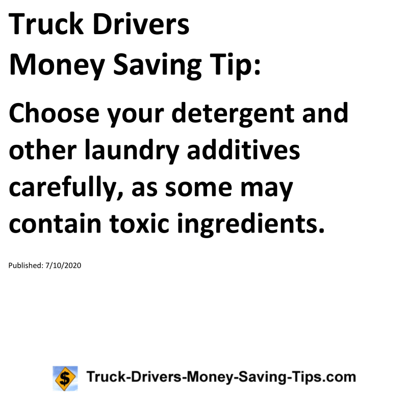 Truck Drivers Money Saving Tip for 07-10-2020