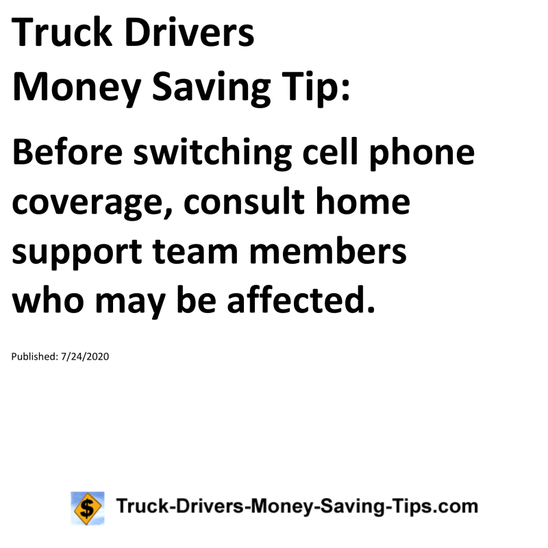 Truck Drivers Money Saving Tip for 07-24-2020