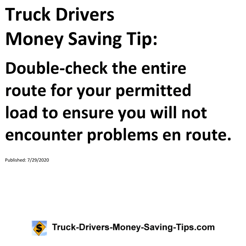 Truck Drivers Money Saving Tip for 07-29-2020