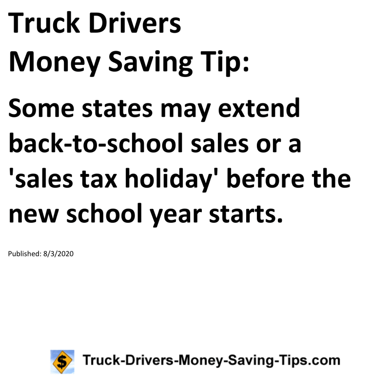 Truck Drivers Money Saving Tip for 08-03-2020