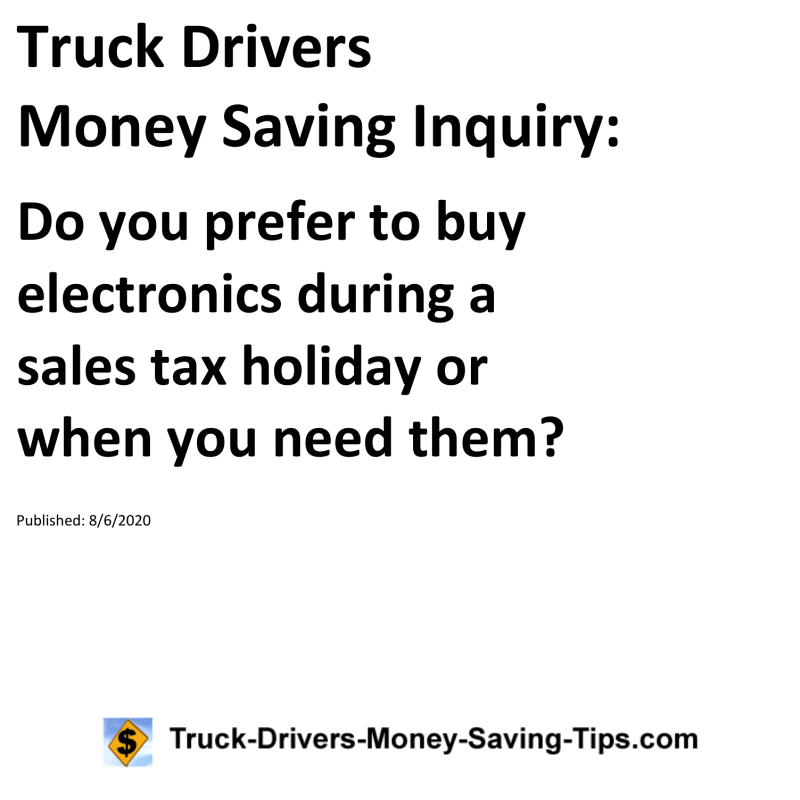 Truck Drivers Money Saving Inquiry for 08-06-2020