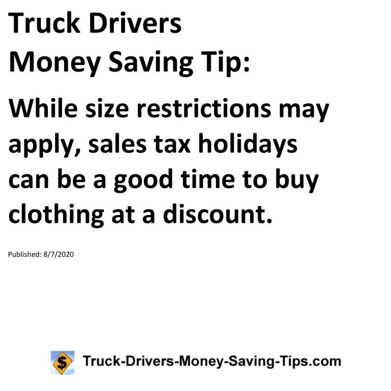 Truck Drivers Money Saving Tip for 08-07-2020