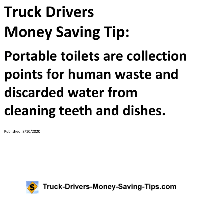 Truck Drivers Money Saving Tip for 08-10-2020