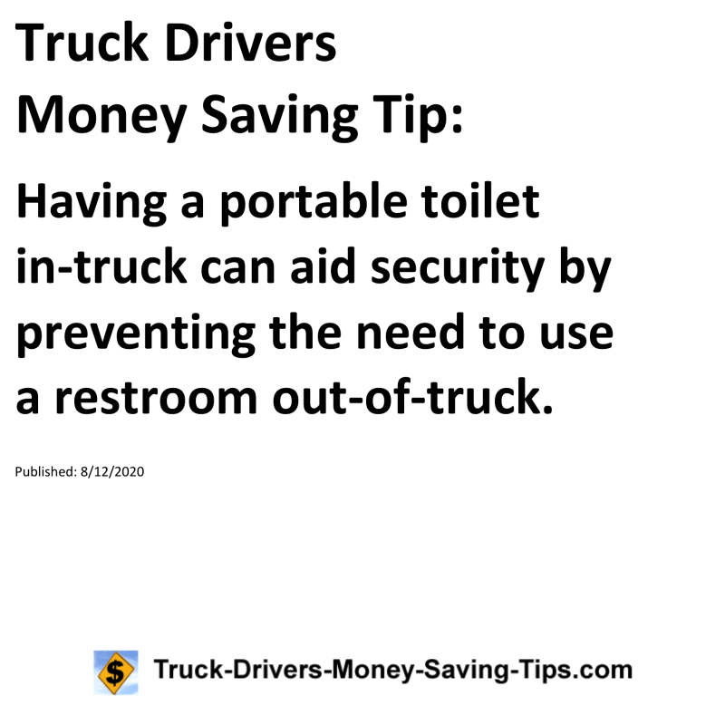 Truck Drivers Money Saving Tip for 08-12-2020