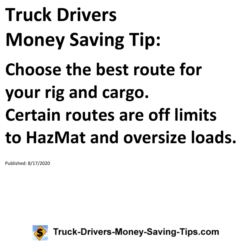 Truck Drivers Money Saving Tip for 08-17-2020