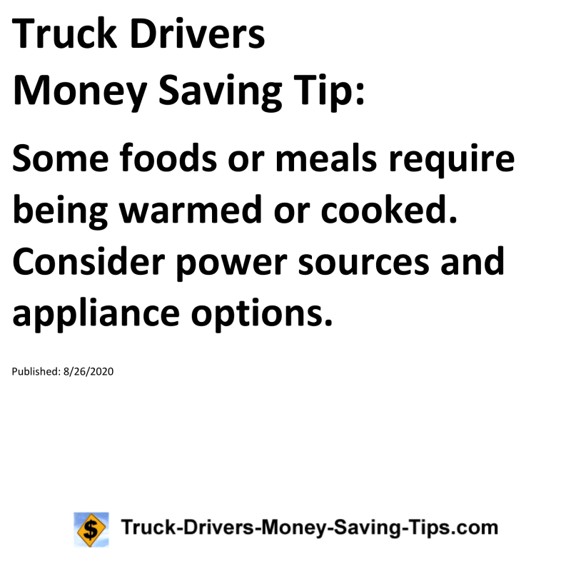 Truck Drivers Money Saving Tip for 08-26-2020