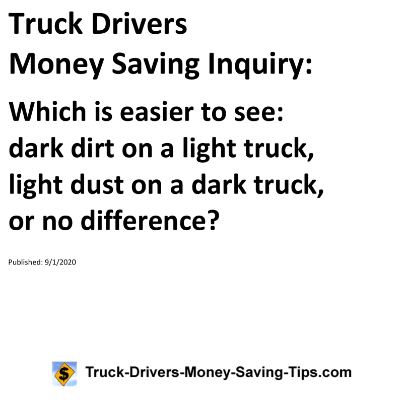 Truck Drivers Money Saving Inquiry for 09-01-2020