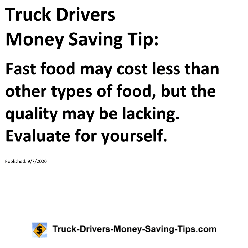 Truck Drivers Money Saving Tip for 09-07-2020