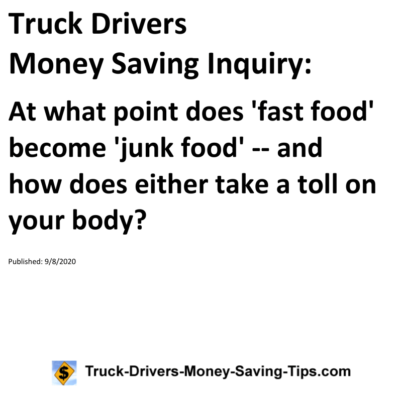 Truck Drivers Money Saving Inquiry for 09-08-2020