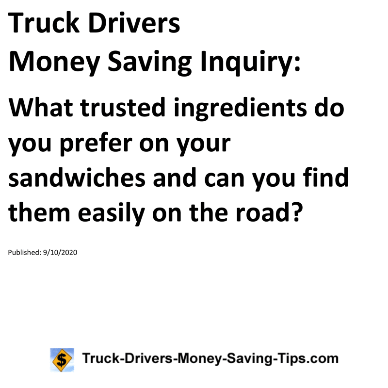 Truck Drivers Money Saving Inquiry for 09-10-2020